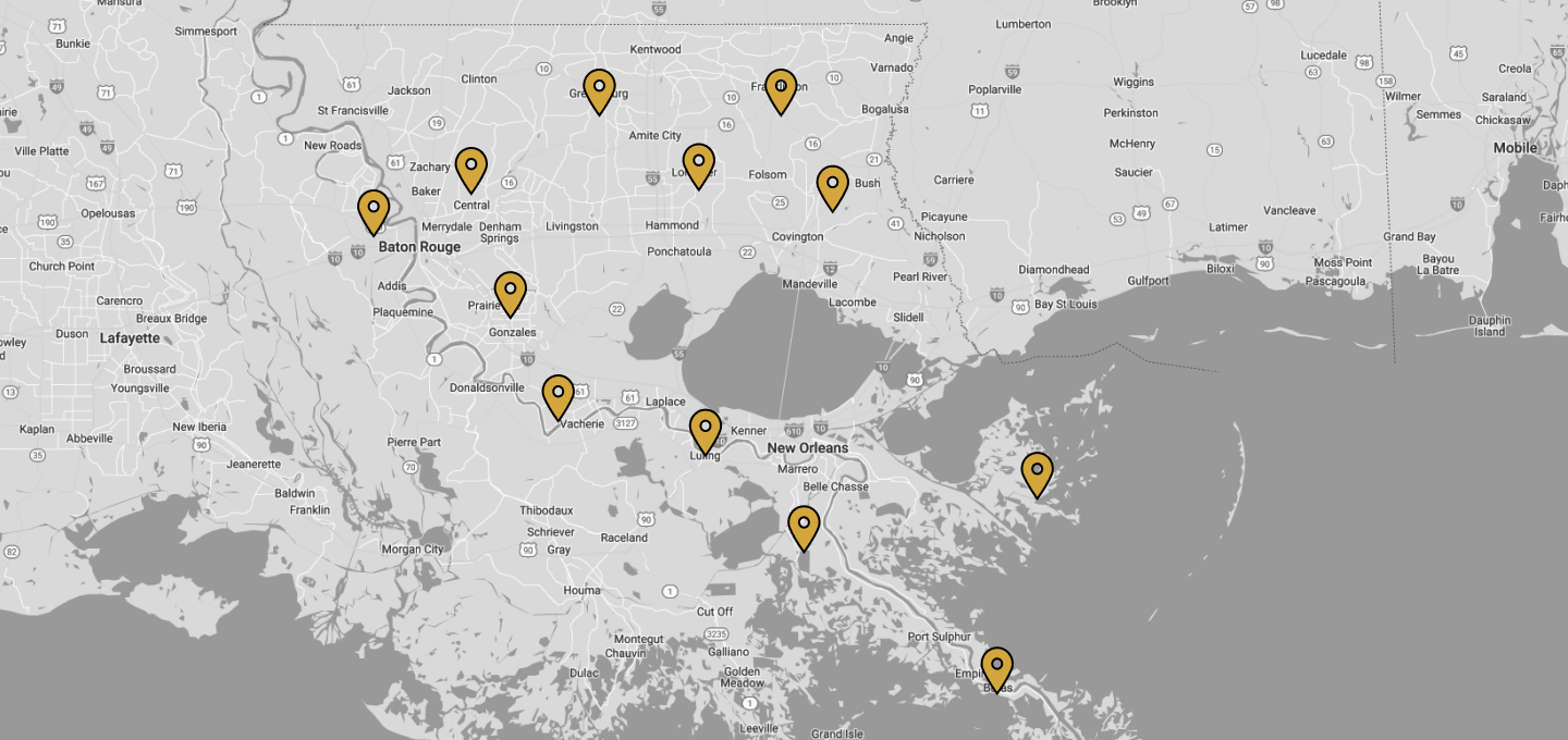parishes areas we serve map